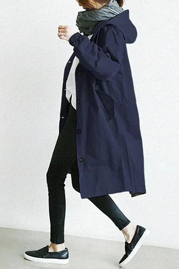 LS | Women Hooded Longline Trench Coat