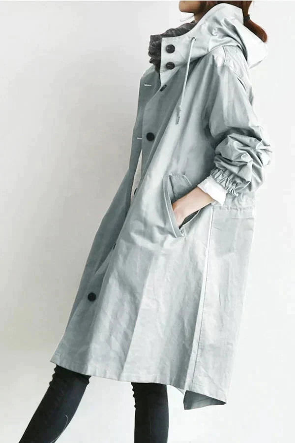 LS | Women Hooded Longline Trench Coat