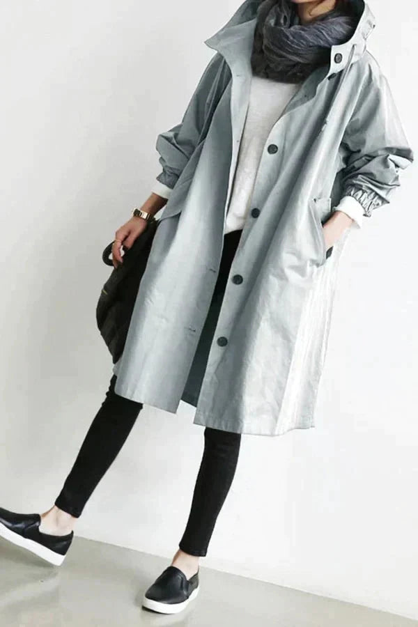 LS | Women Hooded Longline Trench Coat