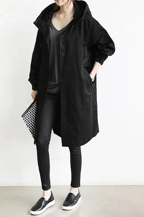 LS | Women Hooded Longline Trench Coat