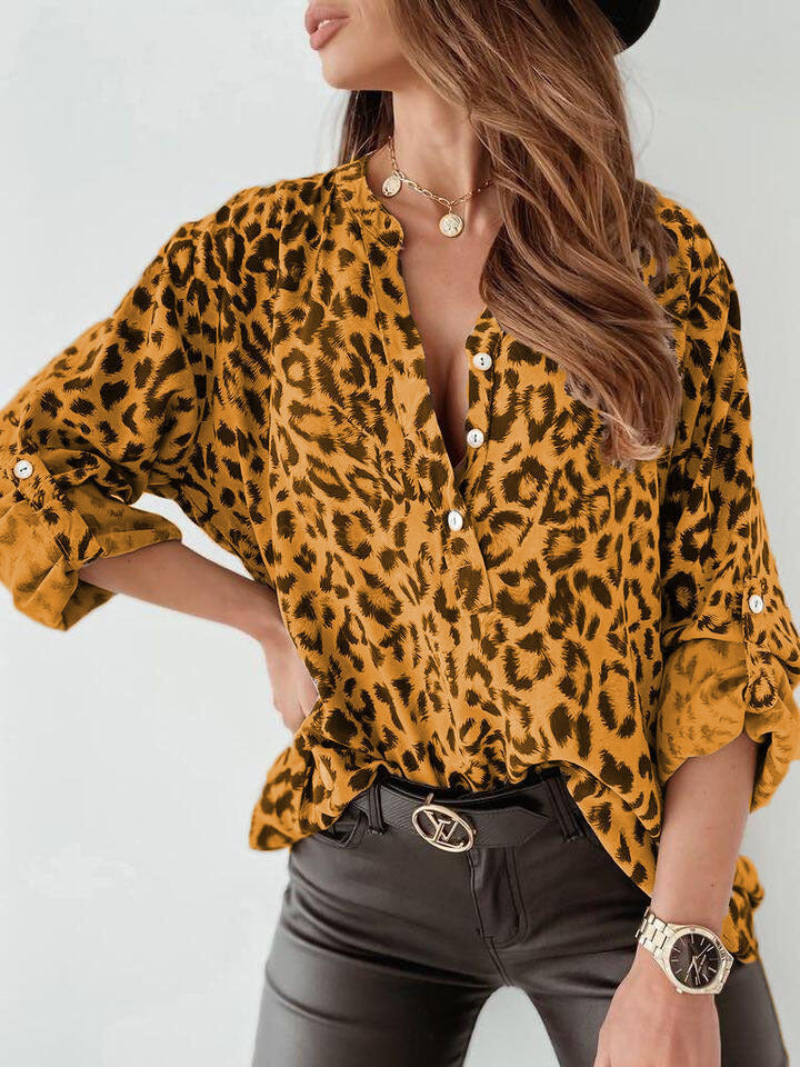 LS | Women Leopard Pattern Casual Blouse