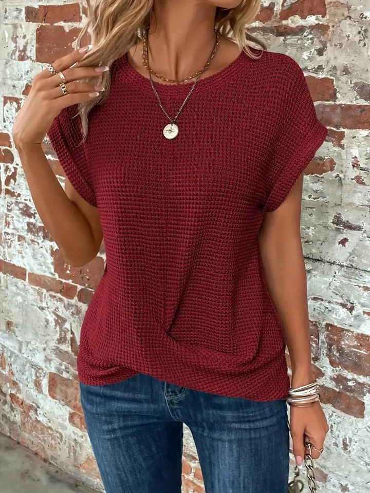 LS | Women Loose Fit Waffle Knit Shirt