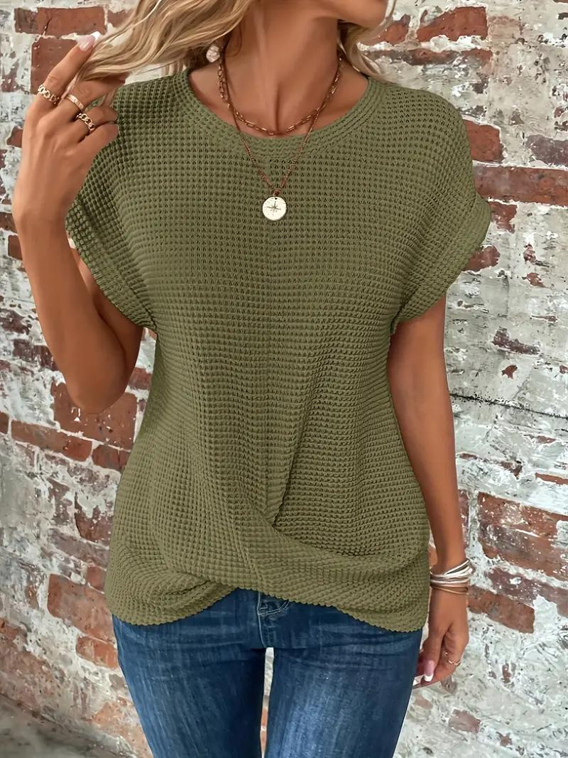 LS | Women Loose Fit Waffle Knit Shirt