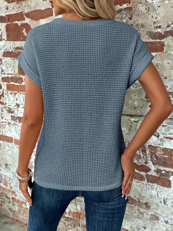 LS | Women Loose Fit Waffle Knit Shirt