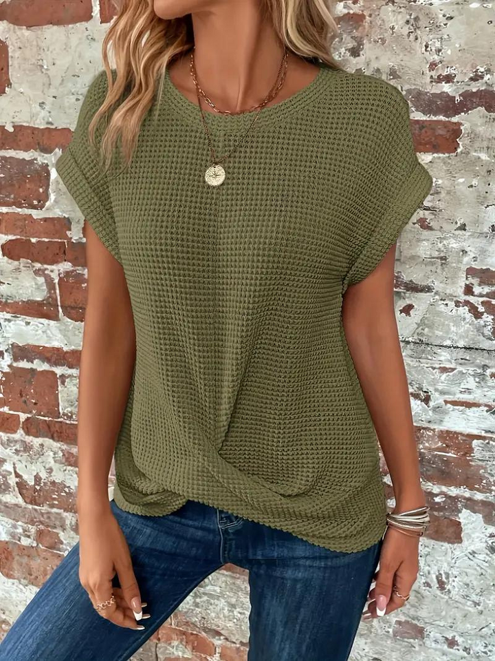 LS | Women Loose Fit Waffle Knit Shirt