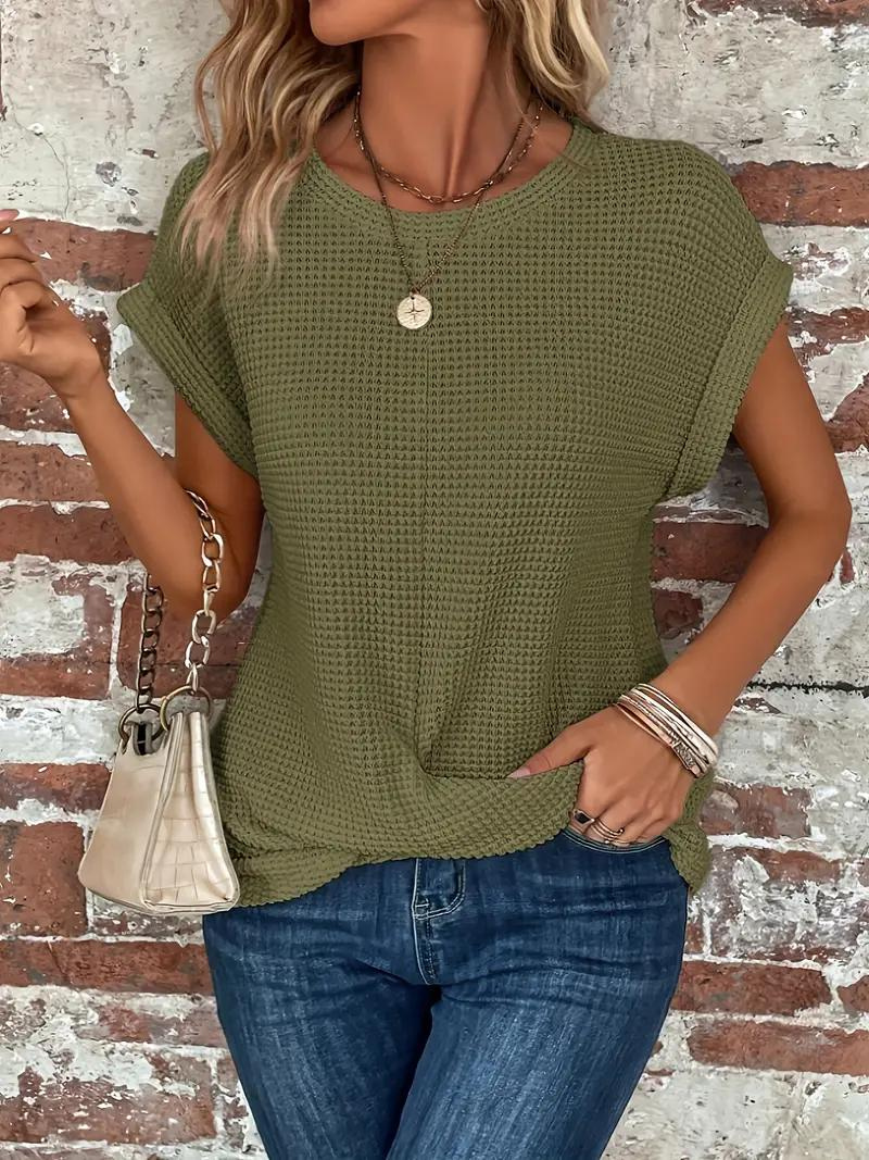 LS | Women Loose Fit Waffle Knit Shirt