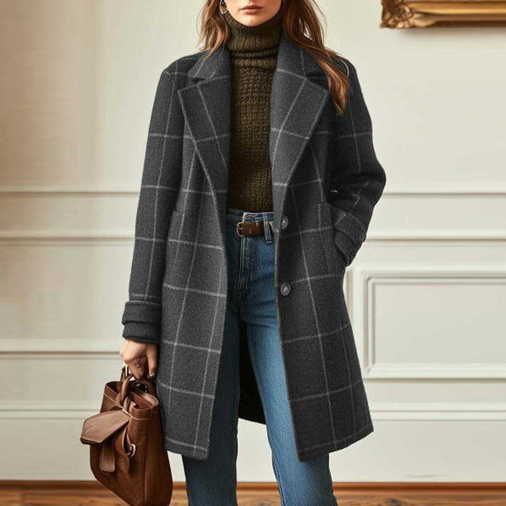 LS | Women Minimal Check Overcoat