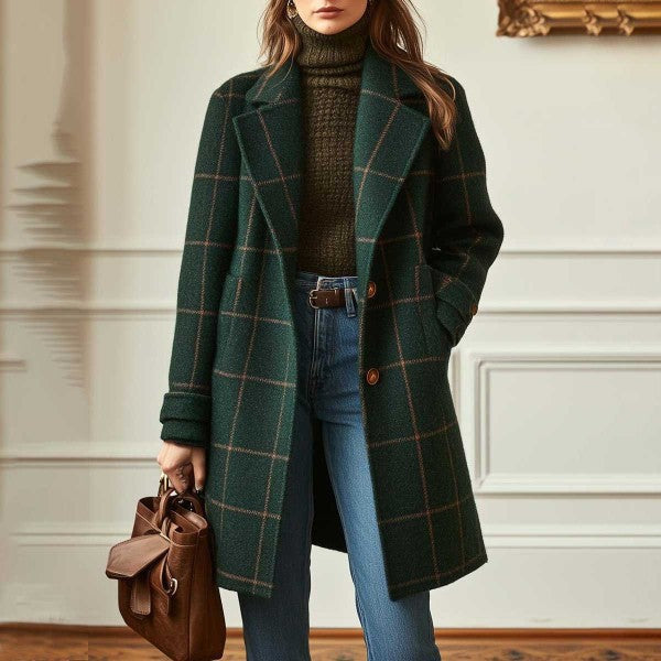 LS | Women Minimal Check Overcoat