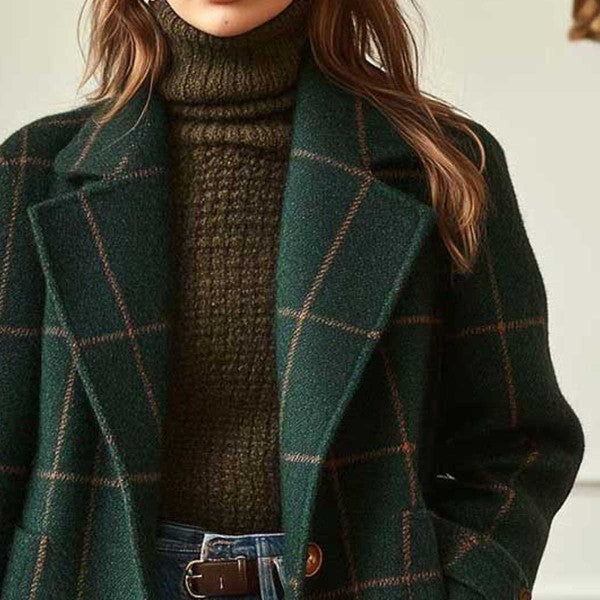 LS | Women Minimal Check Overcoat