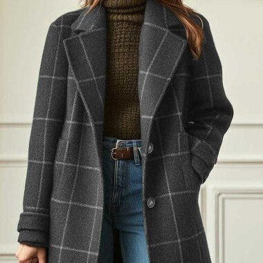 LS | Women Minimal Check Overcoat