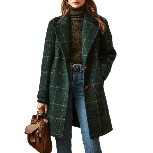 LS | Women Minimal Check Overcoat