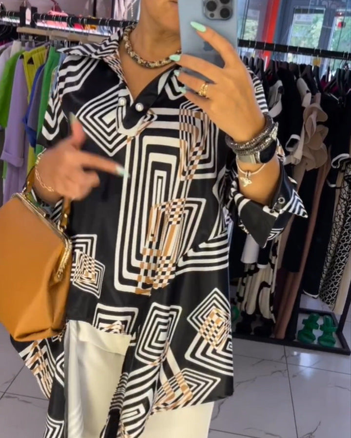 LS | Women Modern Graphic Print Shirt