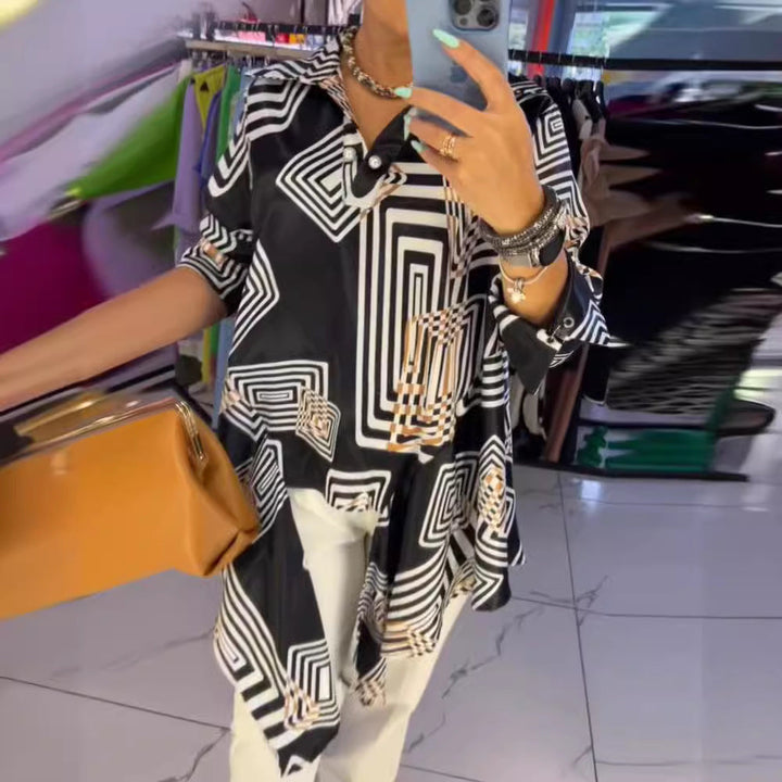 LS | Women Modern Graphic Print Shirt