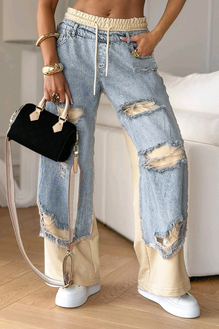 LS | Women Patchwork Ripped Jeans