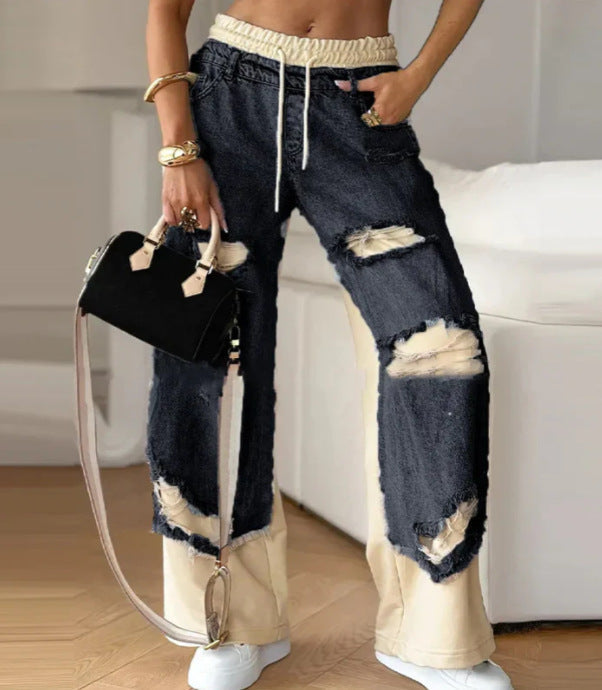 LS | Women Patchwork Ripped Jeans