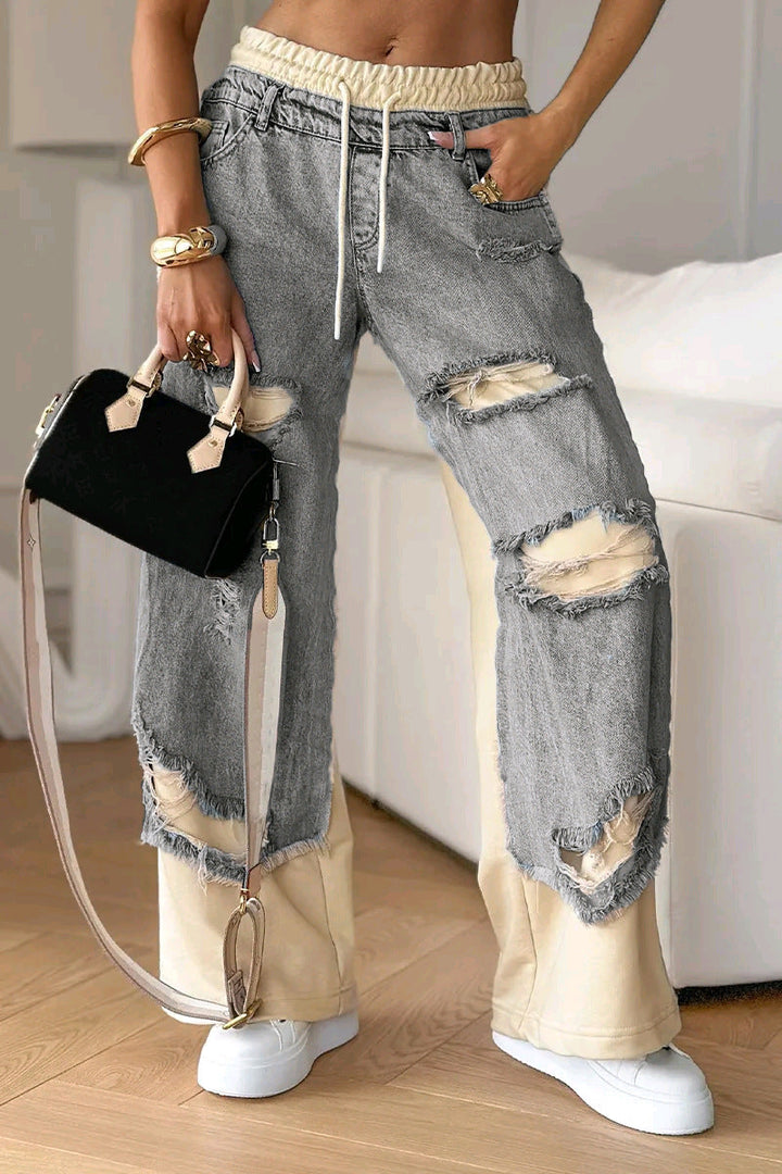 LS | Women Patchwork Ripped Jeans