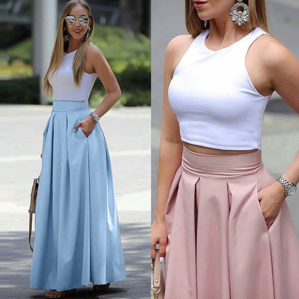 LS | Women Pleated Maxi Skirt