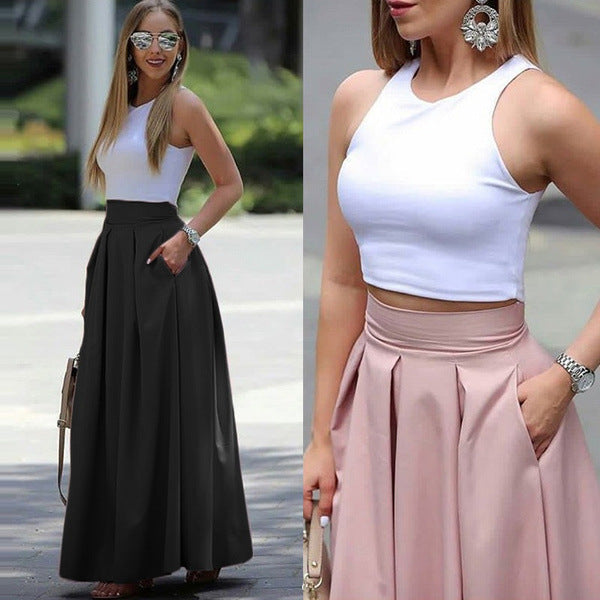 LS | Women Pleated Maxi Skirt