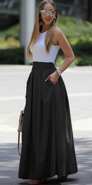 LS | Women Pleated Maxi Skirt