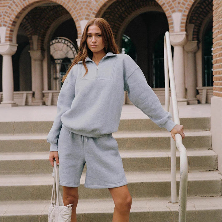 LS | Women Quarter Zip Sweatshirt Set