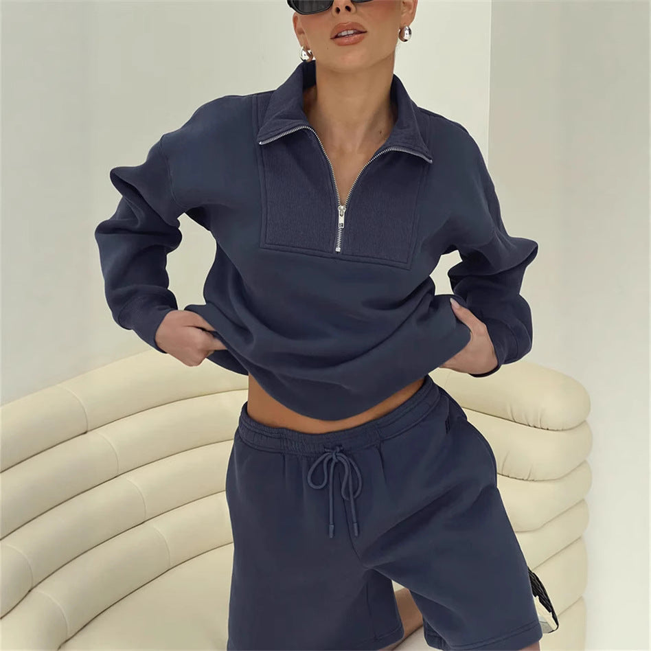 LS | Women Quarter Zip Sweatshirt Set