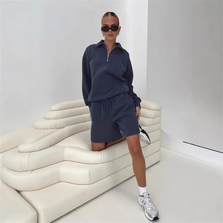 LS | Women Quarter Zip Sweatshirt Set