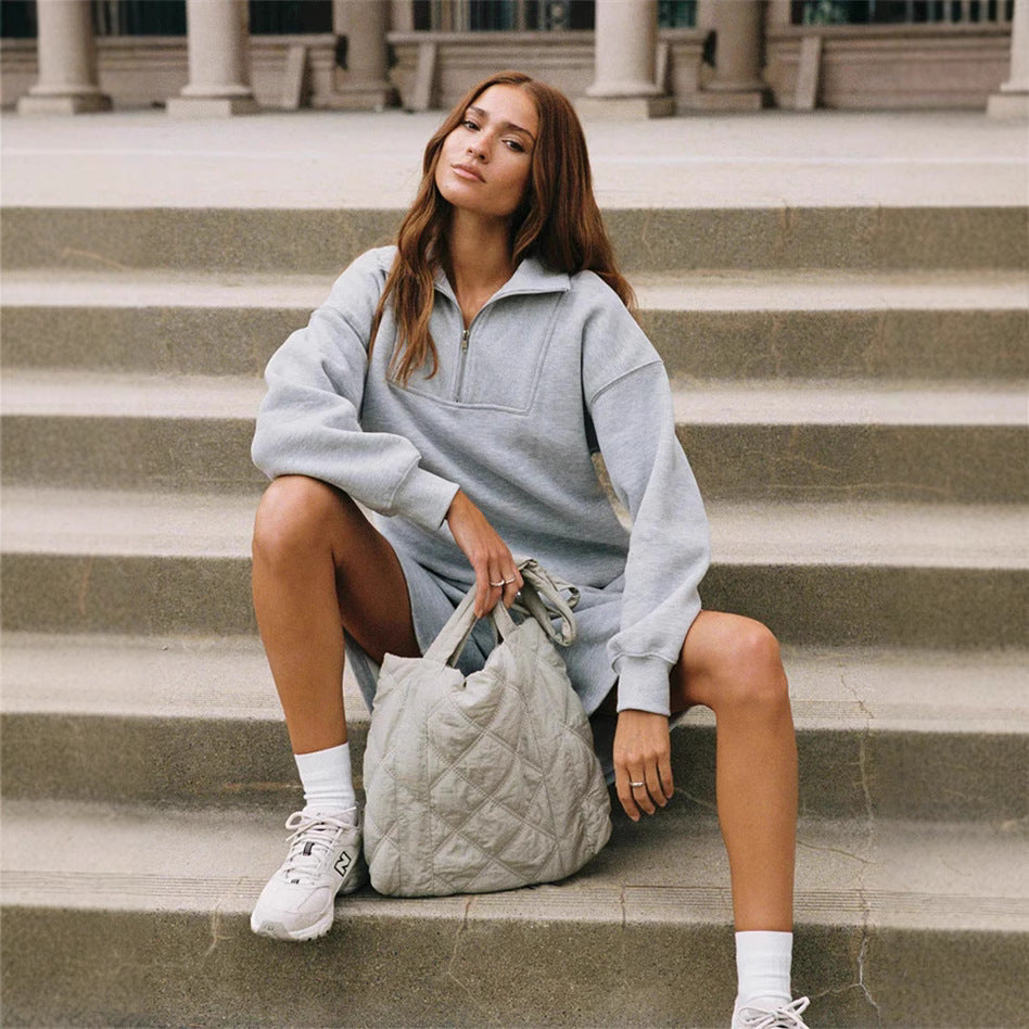 LS | Women Quarter Zip Sweatshirt Set