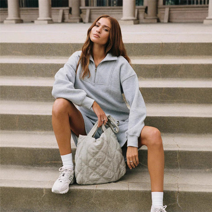 LS | Women Quarter Zip Sweatshirt Set