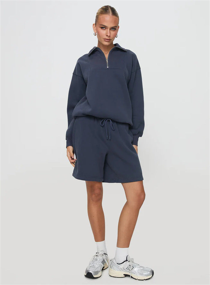 LS | Women Quarter Zip Sweatshirt Set