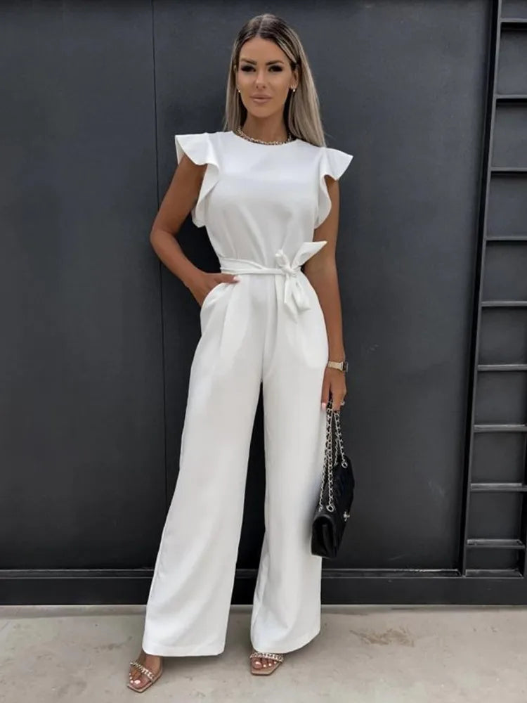 LS | Women Refined Waist Tie Jumpsuit