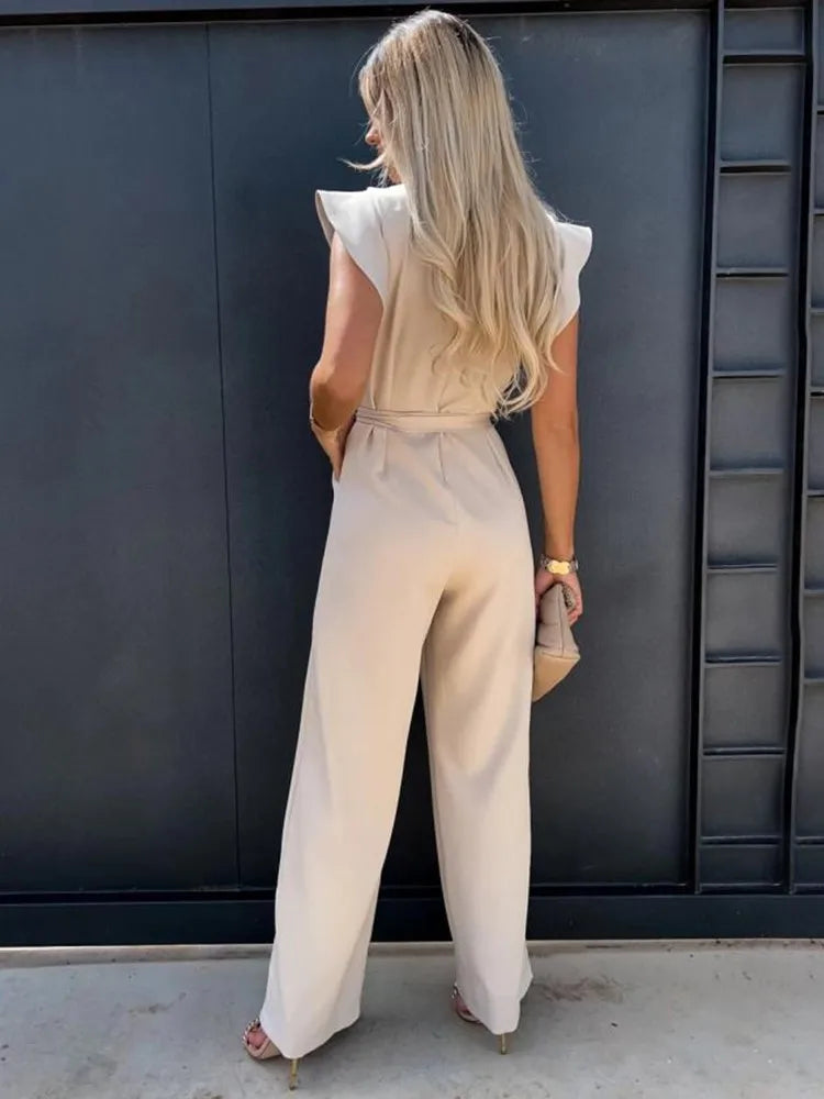 LS | Women Refined Waist Tie Jumpsuit