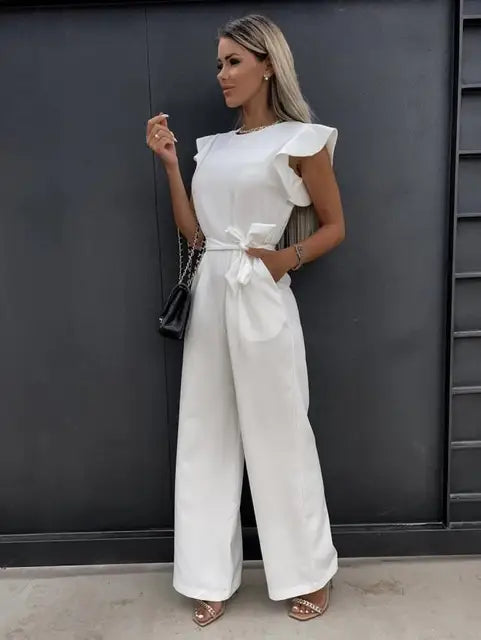 LS | Women Refined Waist Tie Jumpsuit