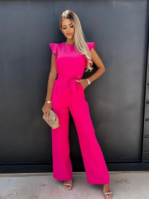 LS | Women Refined Waist Tie Jumpsuit