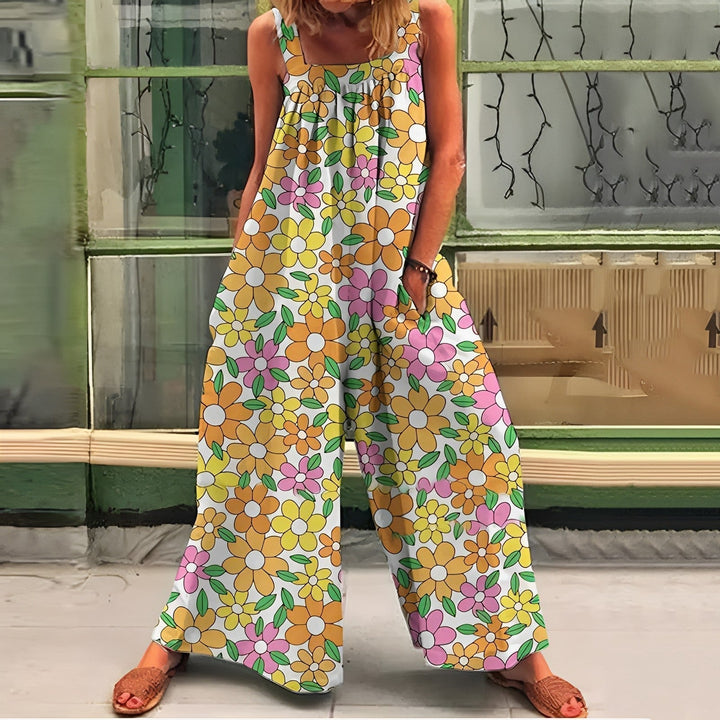 LS | Women Retro Flower Print Jumpsuit
