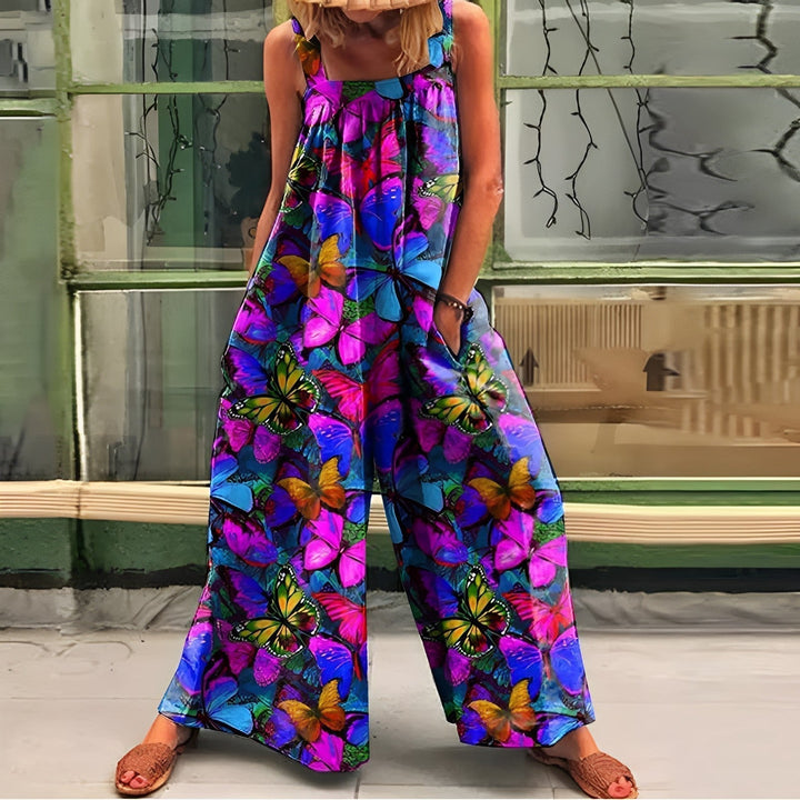 LS | Women Retro Flower Print Jumpsuit