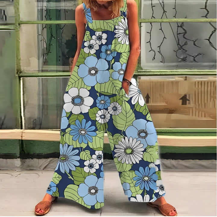 LS | Women Retro Flower Print Jumpsuit