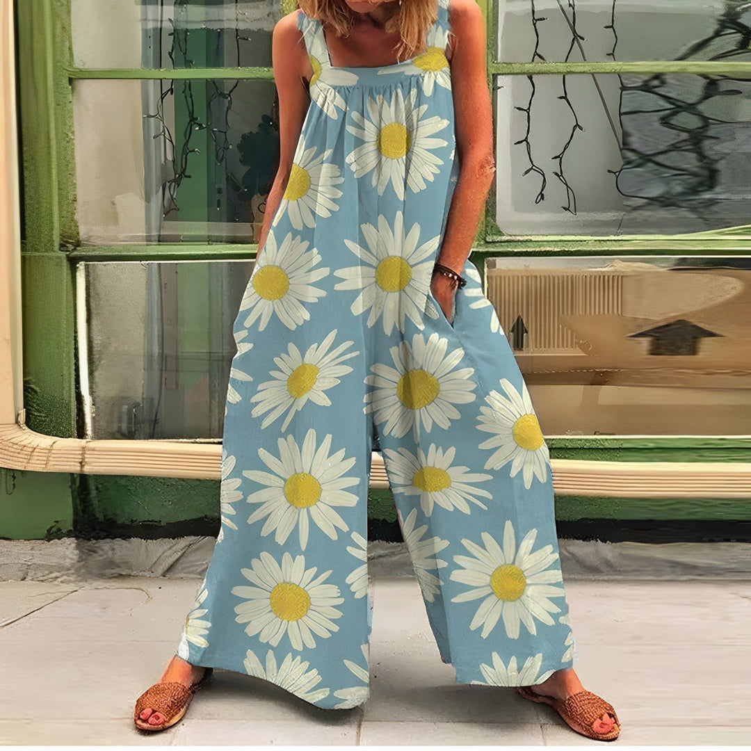 LS | Women Retro Flower Print Jumpsuit