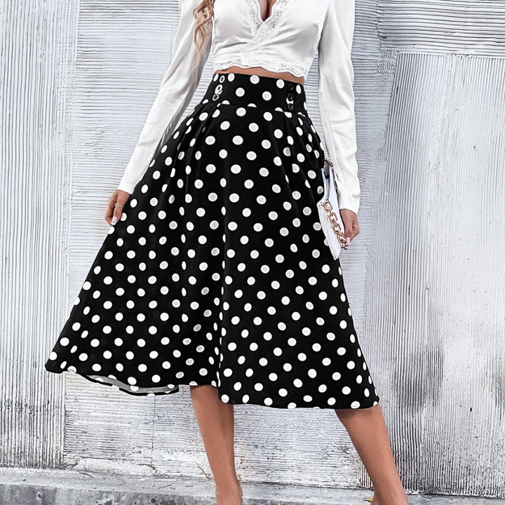 LS | Women Retro Polka Dot Midi Skirt