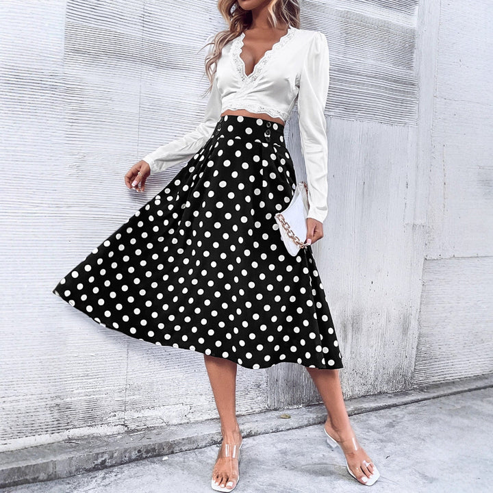 LS | Women Retro Polka Dot Midi Skirt