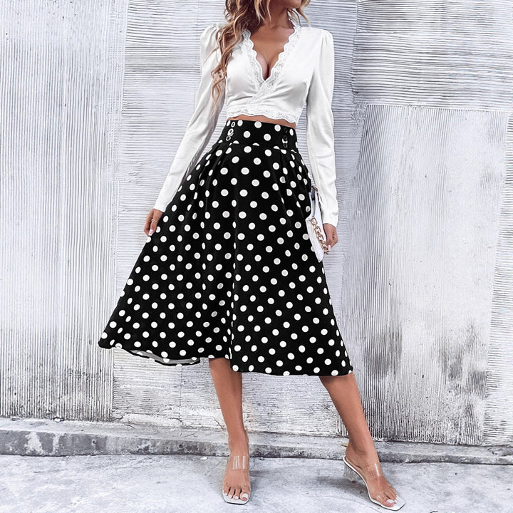 LS | Women Retro Polka Dot Midi Skirt