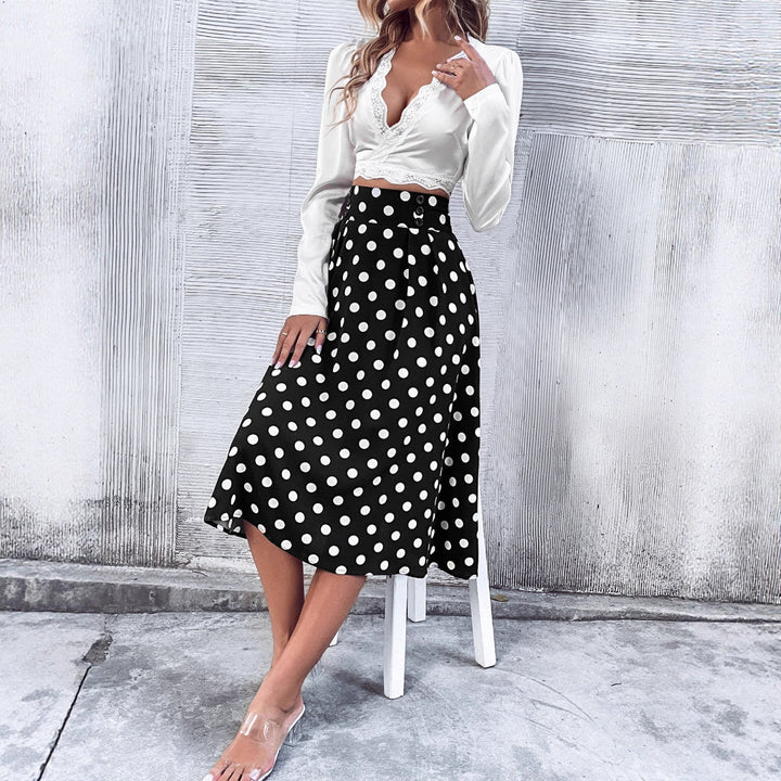 LS | Women Retro Polka Dot Midi Skirt