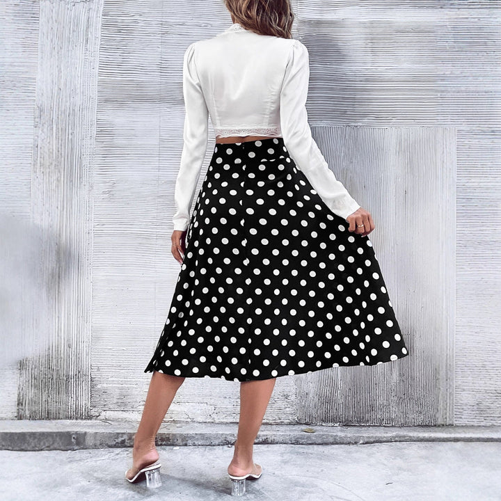 LS | Women Retro Polka Dot Midi Skirt