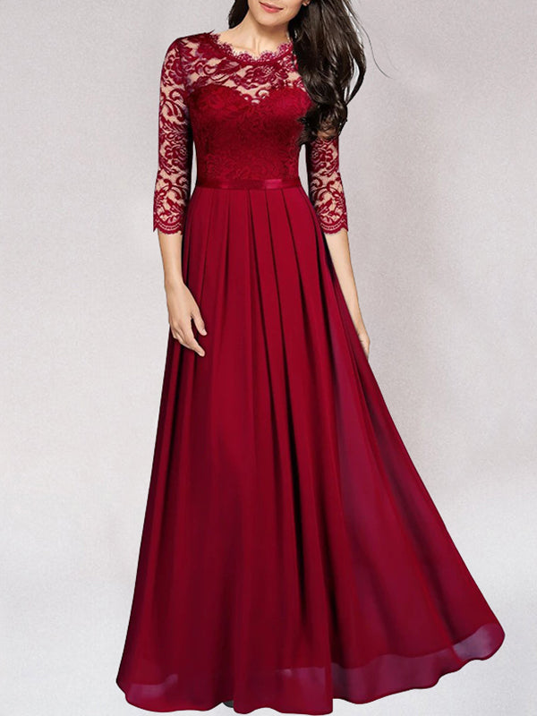 LS | Women Romantic Lace Sleeve Maxi Dress