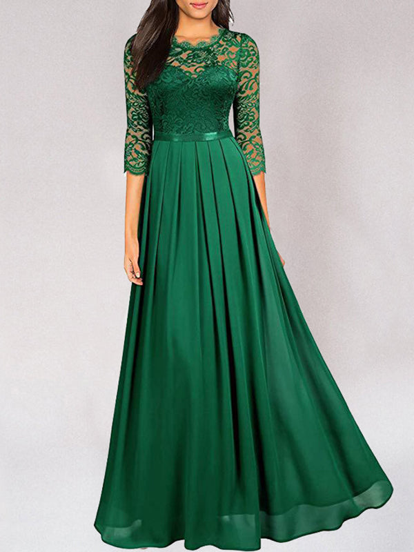 LS | Women Romantic Lace Sleeve Maxi Dress