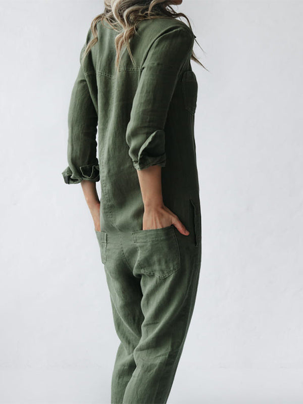 LS | Women Shirt Collar Jumpsuit