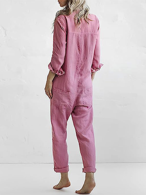 LS | Women Shirt Collar Jumpsuit