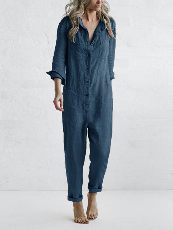 LS | Women Shirt Collar Jumpsuit