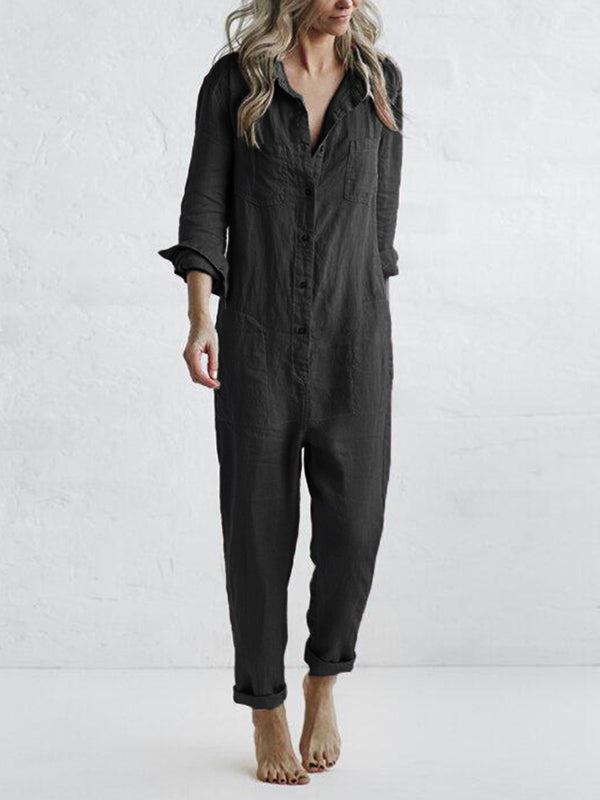 LS | Women Shirt Collar Jumpsuit