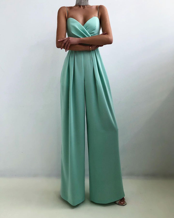 LS | Women Slim Bodice Wide Leg Jumpsuit