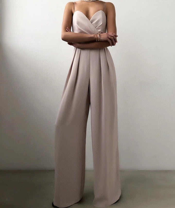 LS | Women Slim Bodice Wide Leg Jumpsuit